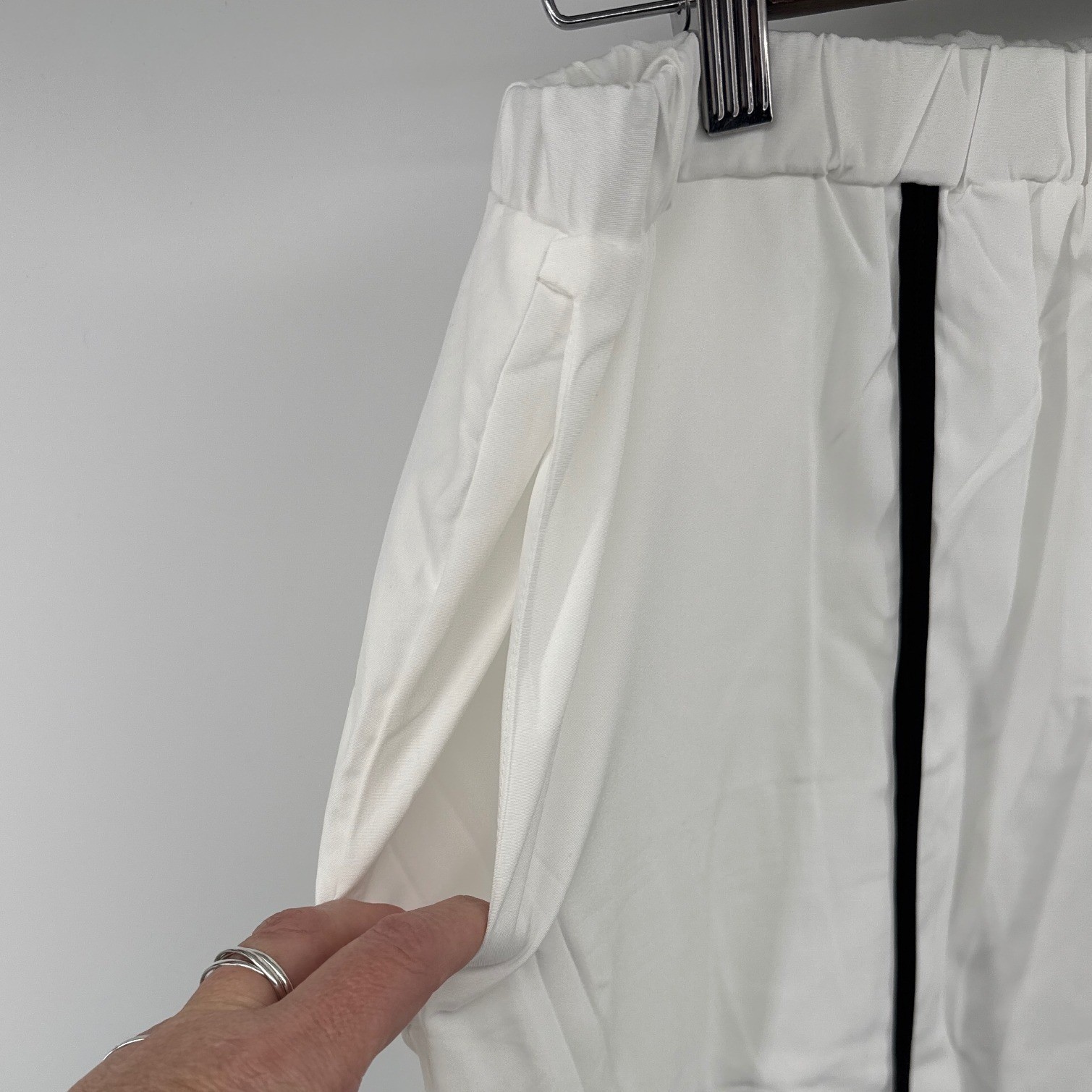 White Black Trim 2 Piece Lounge Set Short Sleeve Top Wide Leg Pants 1XL