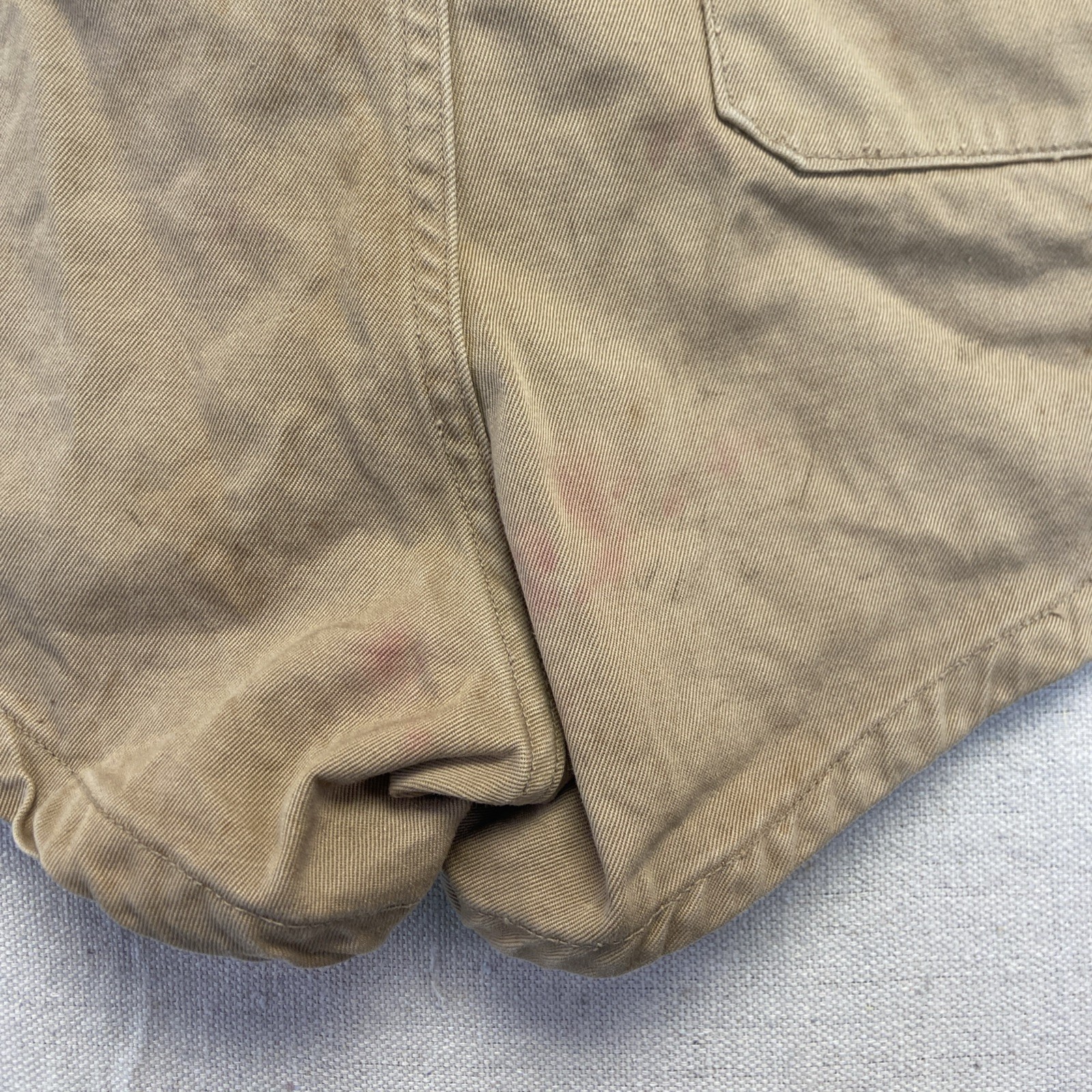 Military Athletic Shorts Mens 28 Belted Khaki Cotton Vintage Button Fly Army 50s