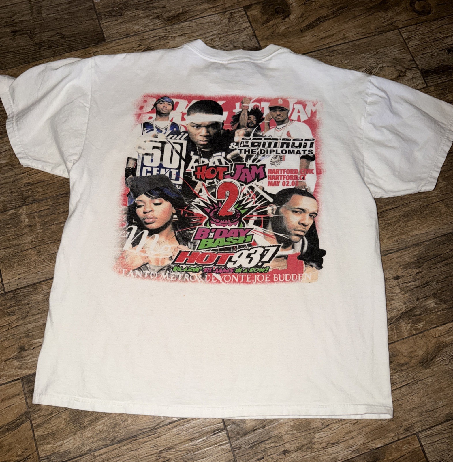 Hot Jam 2 Hot 93.7 2003 Concert Shirt 50 Cent Lil Kim Double Sided Rap Tee XL