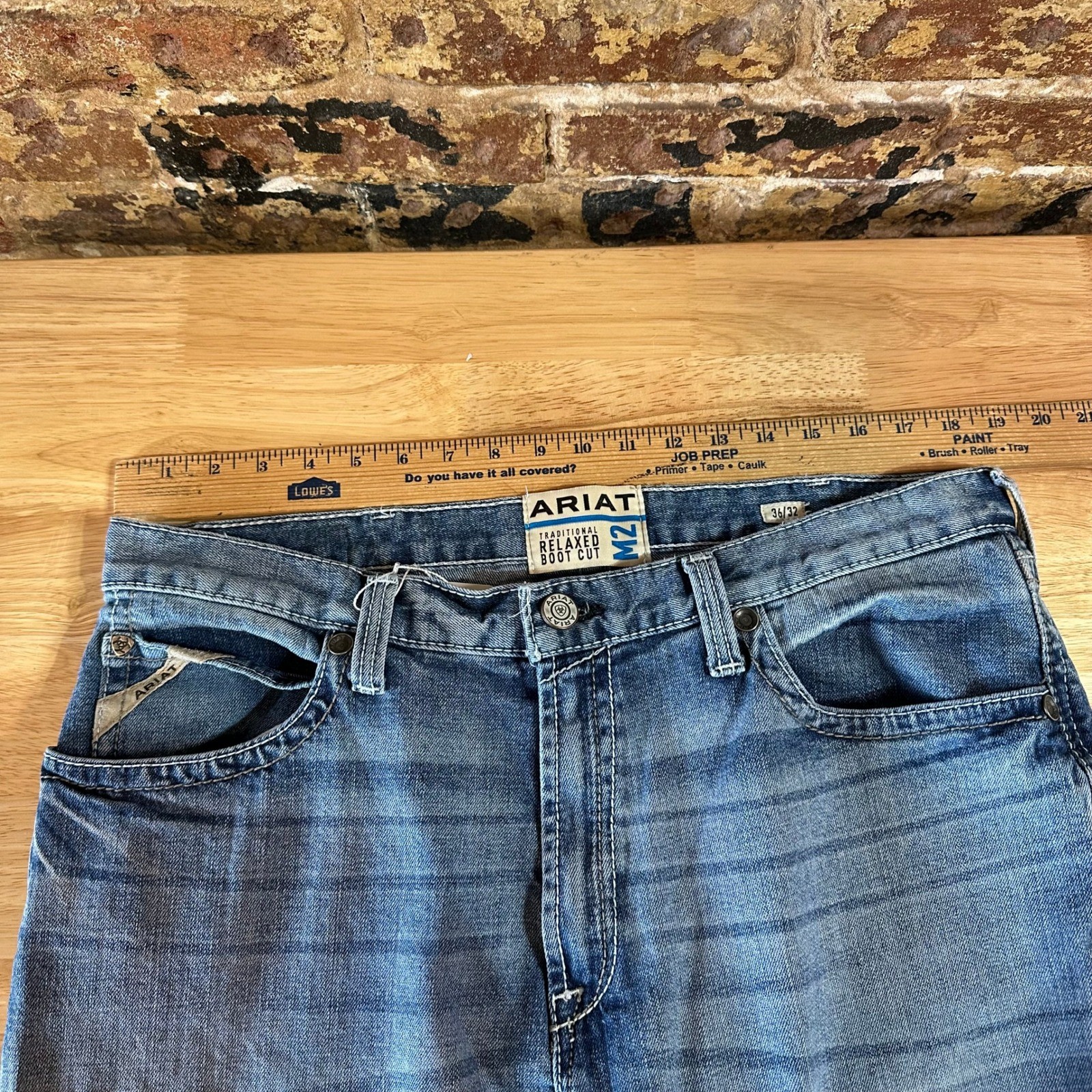 Ariat M2 Traditional Relaxed Fit Bootcut Blue Jeans Western Workwear Mens 36×32