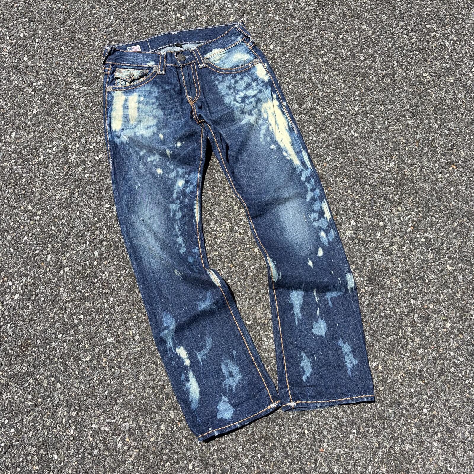 True Religion Ricky Super T Distressed Paint Splatter Jeans