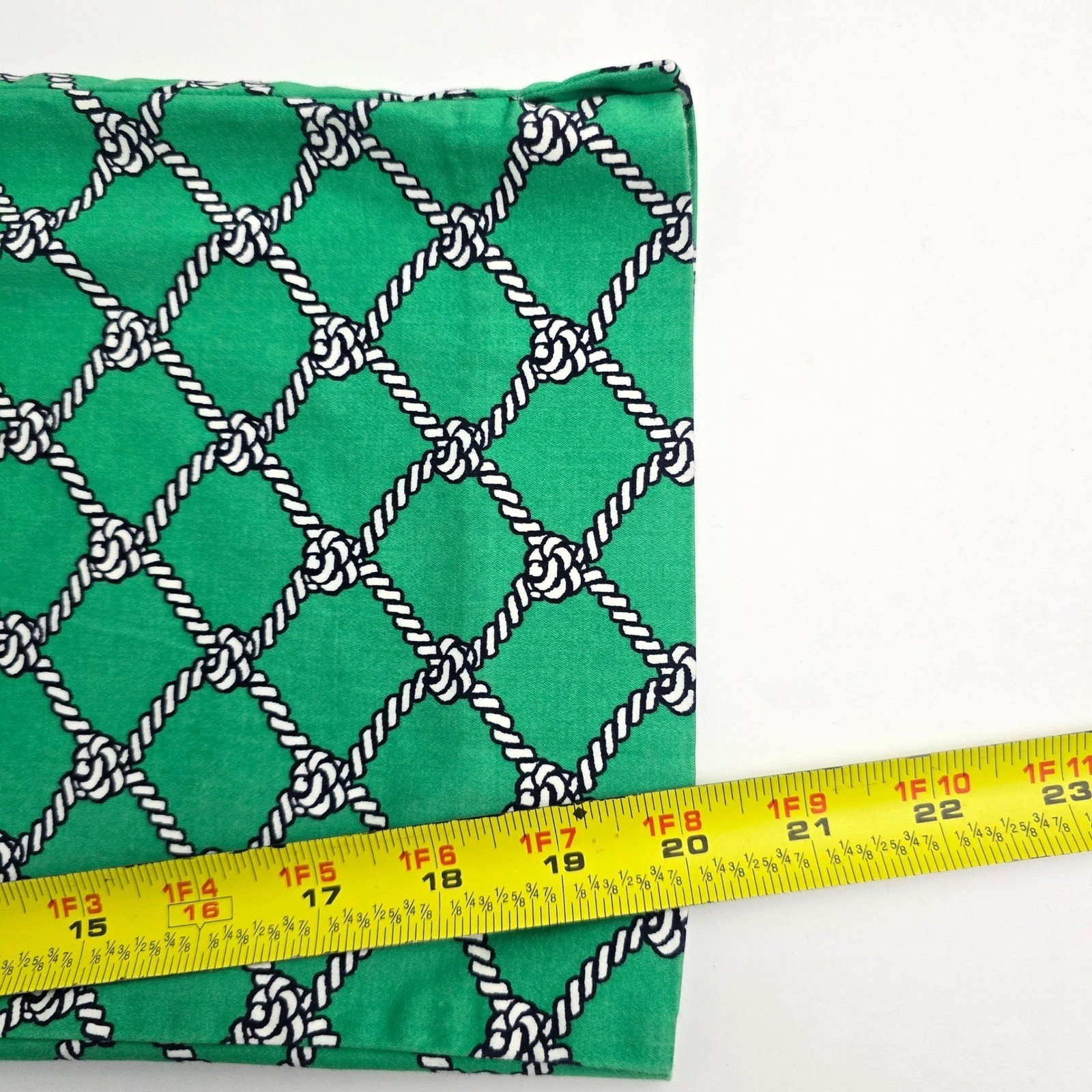 Talbots Petites Rope Print Slit Hem Zipper Button Closure Capri Pants Green 14P