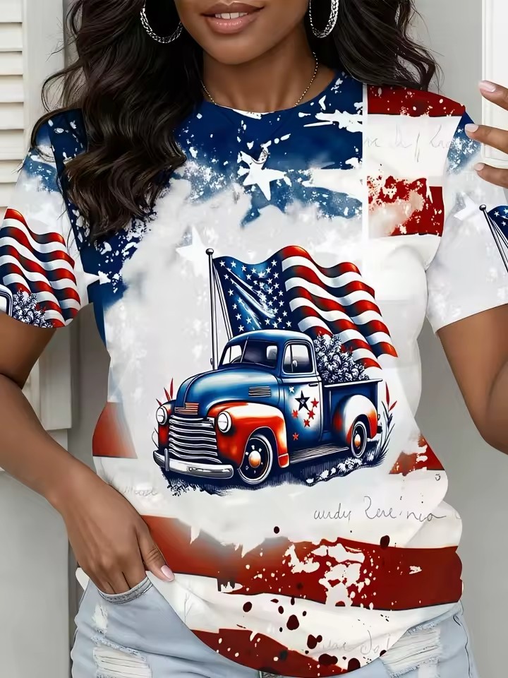 USA America 250th Anniversary Patriotic 4th of July T Shirts Tops for Women
