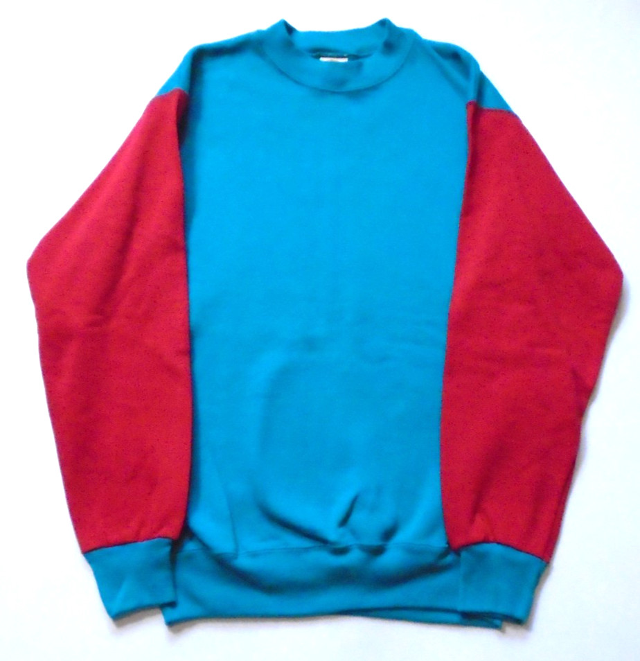 Vintage 90s Players Club Sweatshirt Jumper Crewneck Color Block Teal Red Street