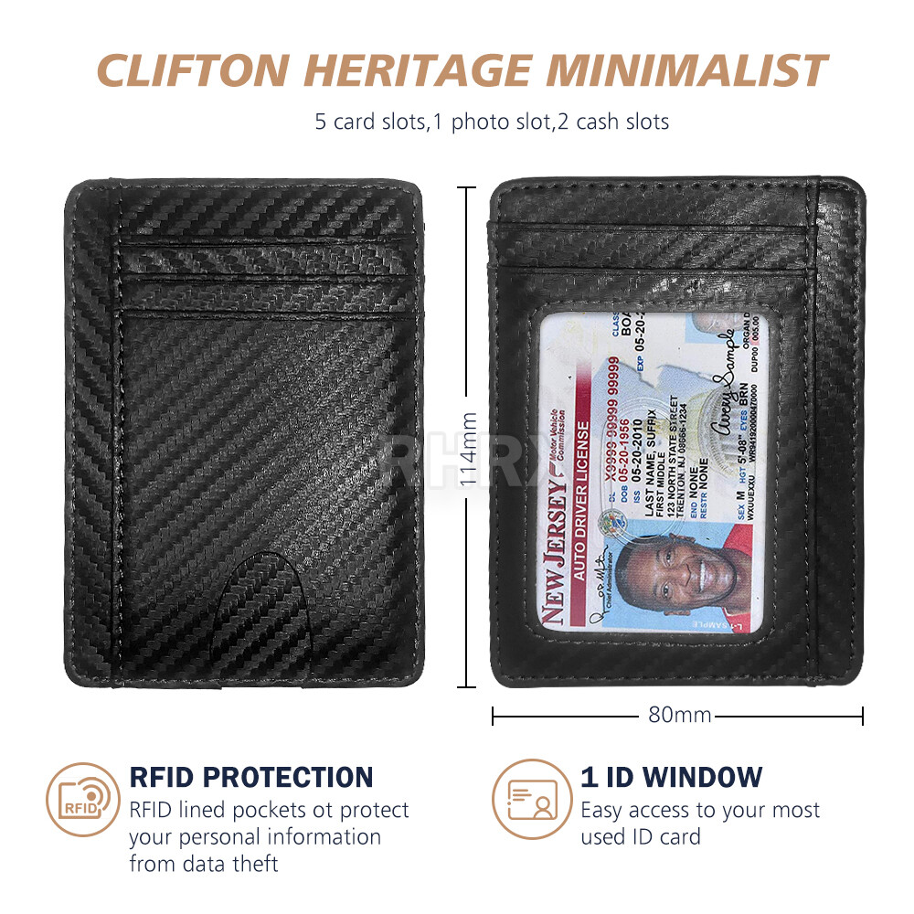 Mens RFID Block Slim Wallet Credit Card ID Holder Minimalist Front Pocket Wallet