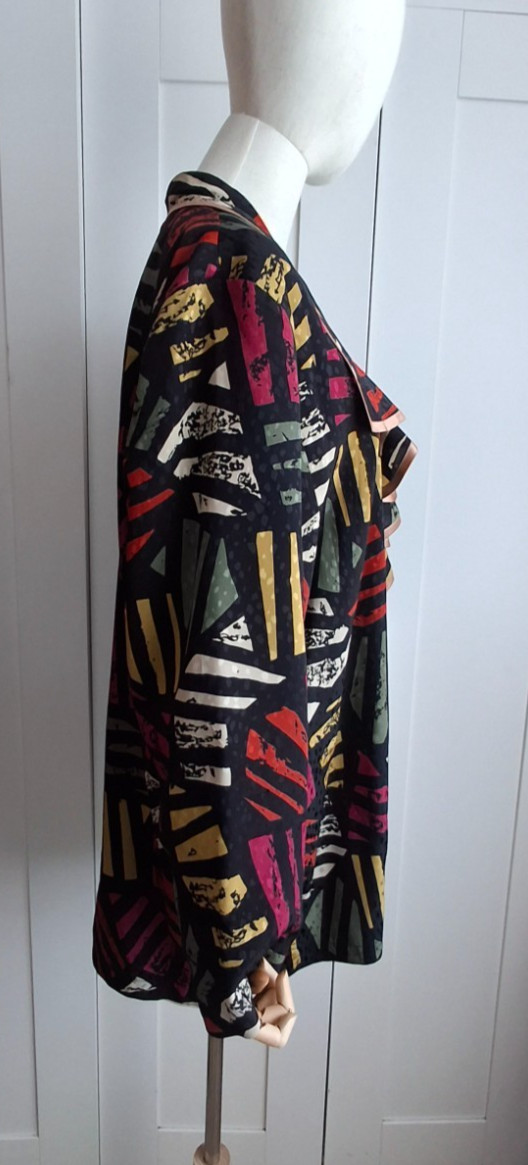 Vintage Designer John Bates London Jacket Ruffle Open Front Multicoloured Size L