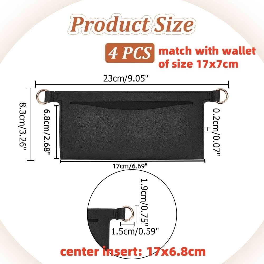 WADORN 4Pcs Wallet Conversion Insert, 6.7×3.27 inches (17×8.3cm), Black