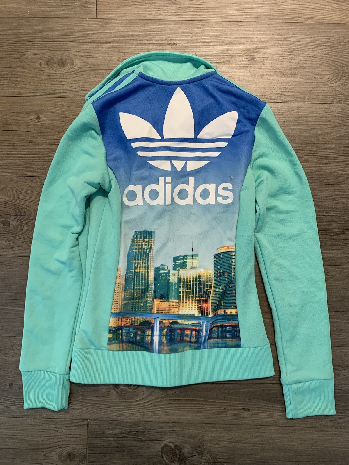 Adidas Miami Print Jacket Womens 2XS Teal Rare Originals Track City Edition 2014