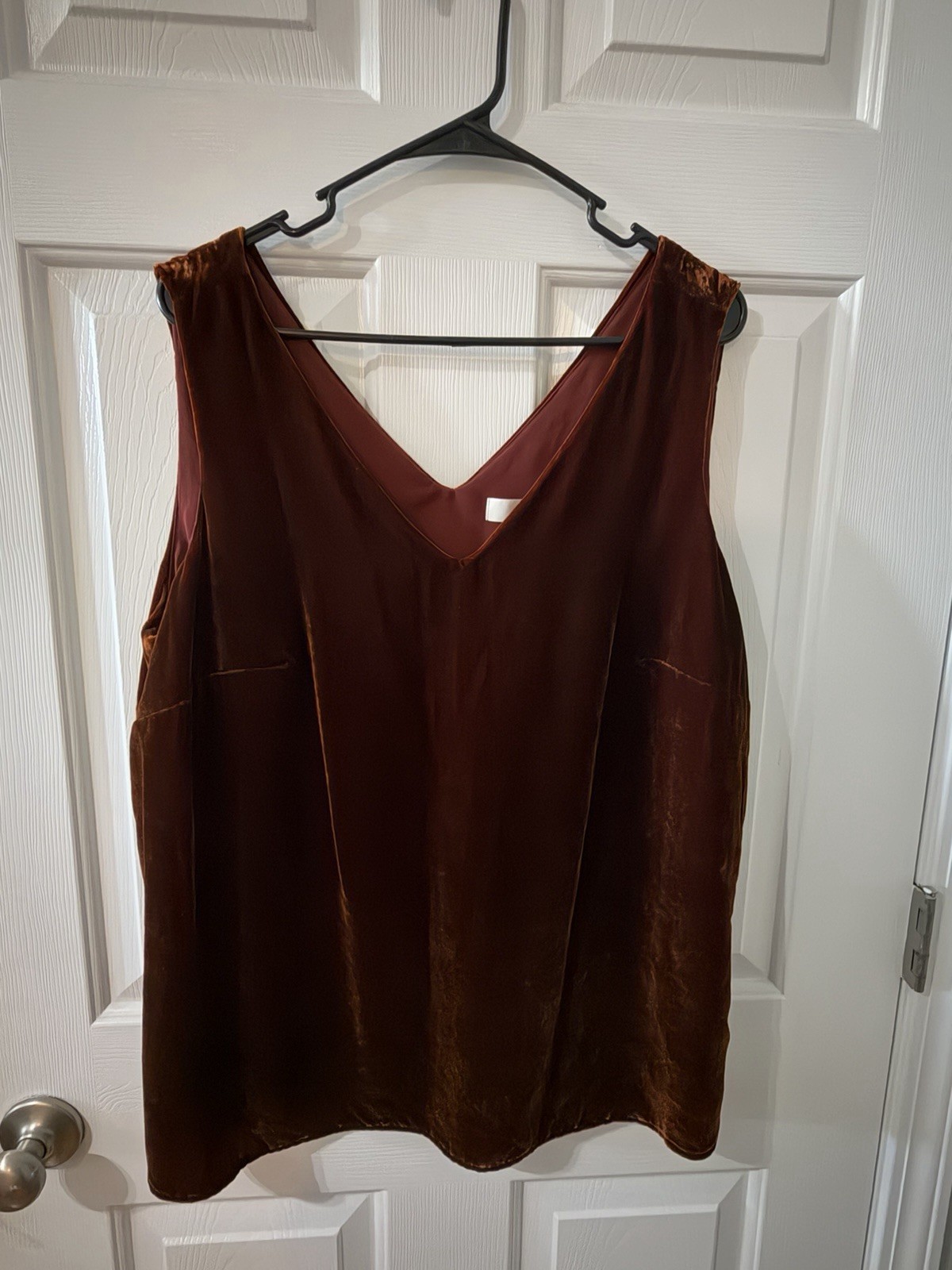 LOFT Womens Plus 14 Brown Velvet Solid V-Neck Sleeveless Pleated Tank Top