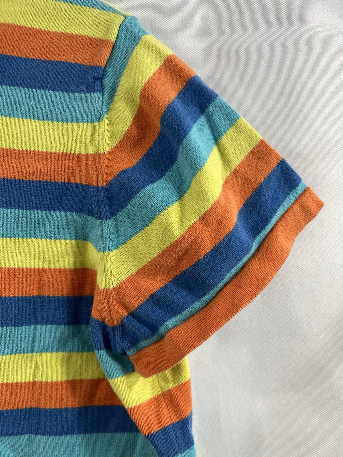 Shiny By Nature Striped Knit Top Large Colorful Cotton 1970s Retro Tomboy Hippie