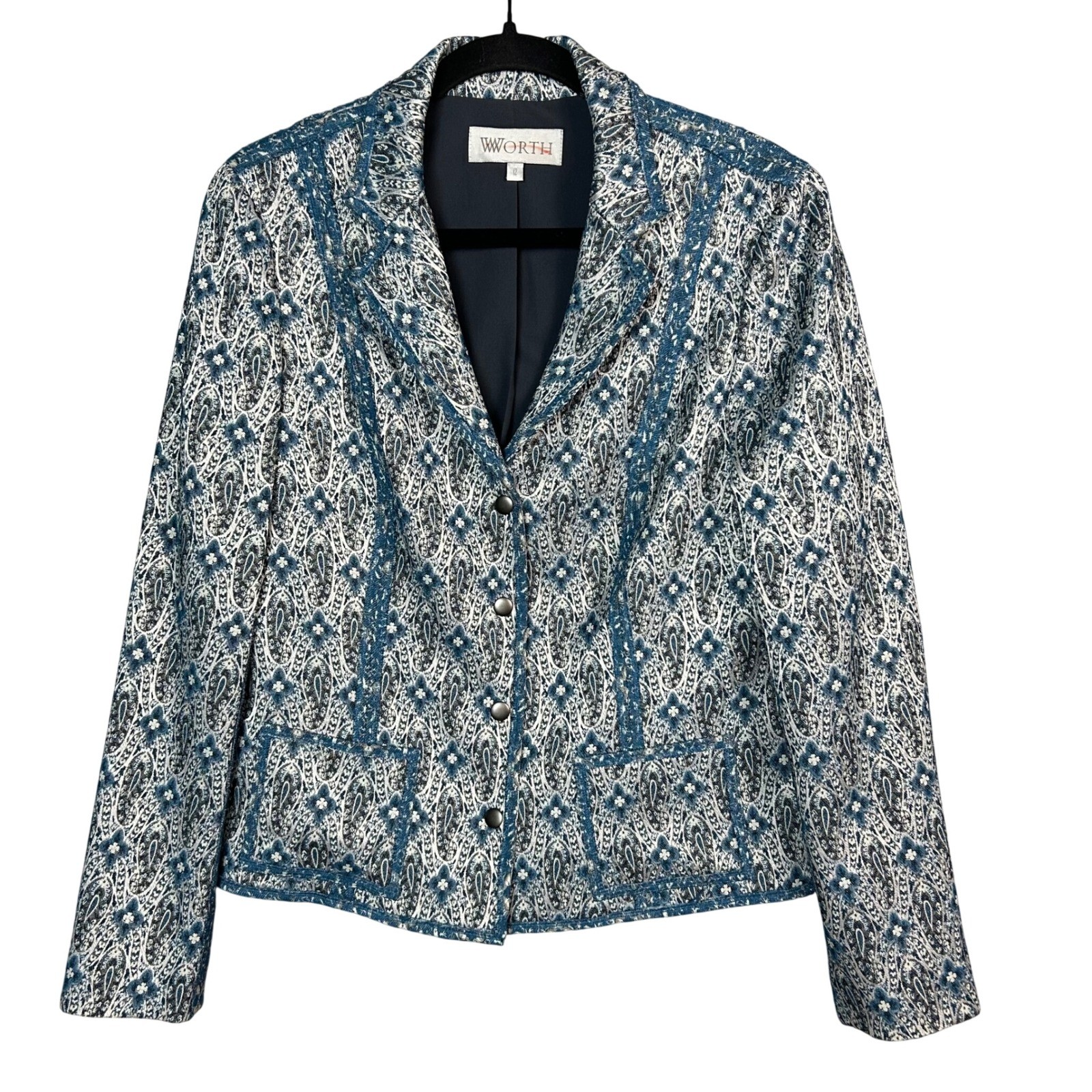 Worth Blazer size 12 Victorian Tapestry Jacket Wool Statement Office Artsy
