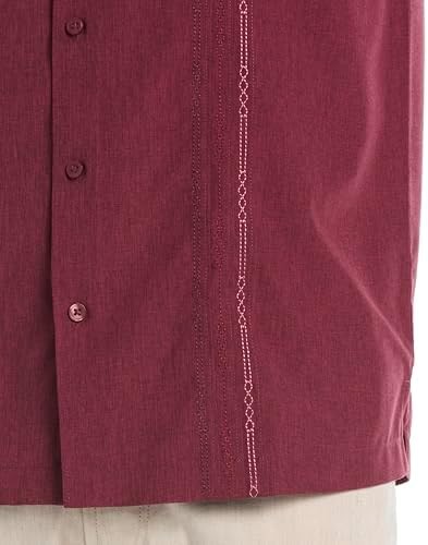 Cubavera Men’s Embroidered Chambray Short Mens Sleeve Casual Shirt Classic Fit