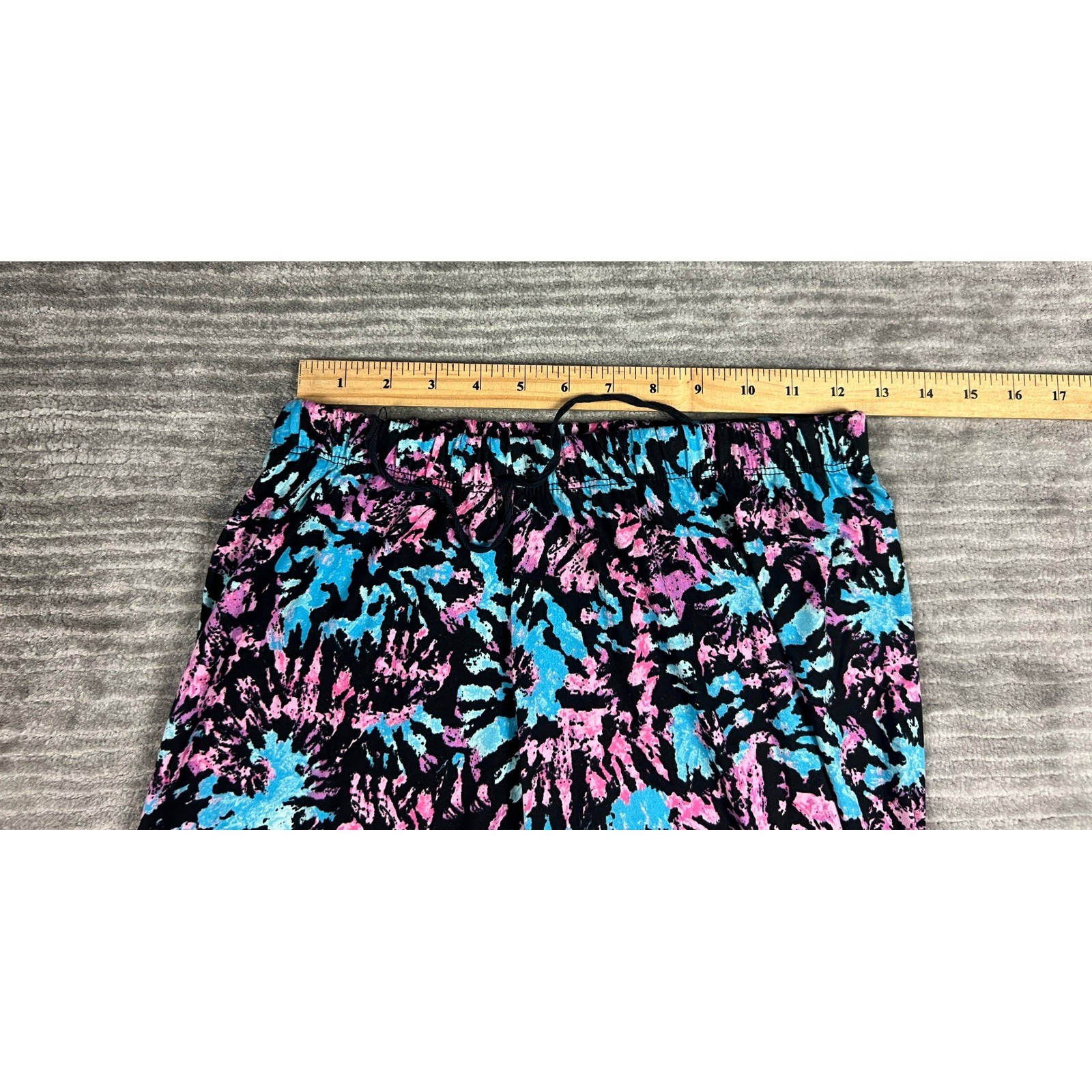 Bobbie Brooks Pajama Pants Womens Small Pink Blue Tie Dye Wide Leg Sleepwear USA