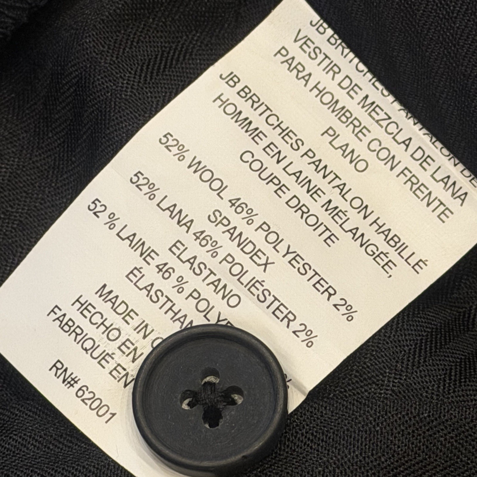 JB Britches Men’s Black Wool Blend Flat Front Dress Pants Trousers New Auth $159