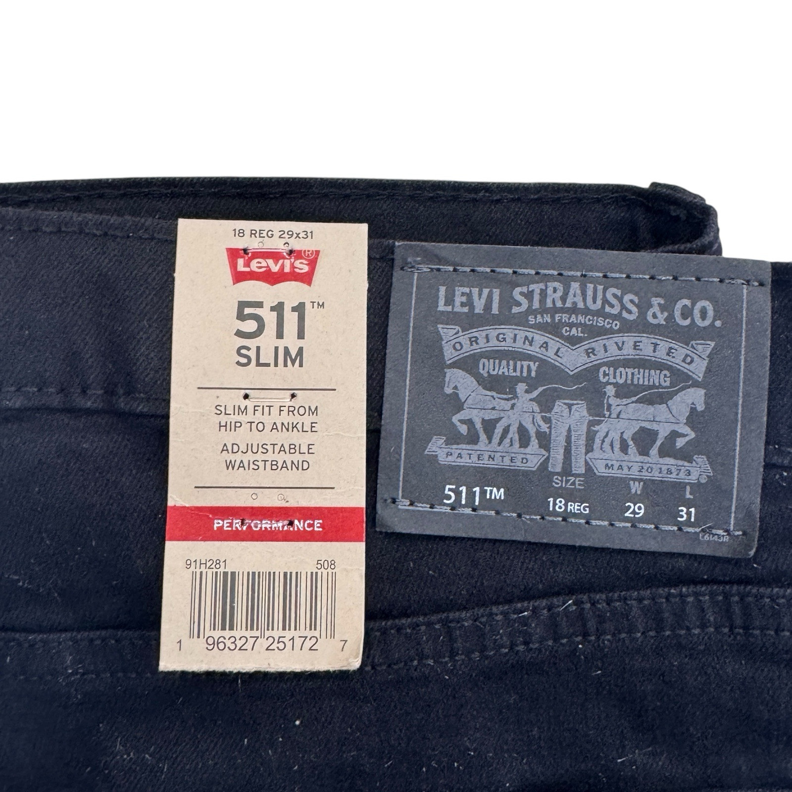 LEVI’s ~ 511 Slim-Fit Performance Black Jeans ~ Boy’s 18 29×31