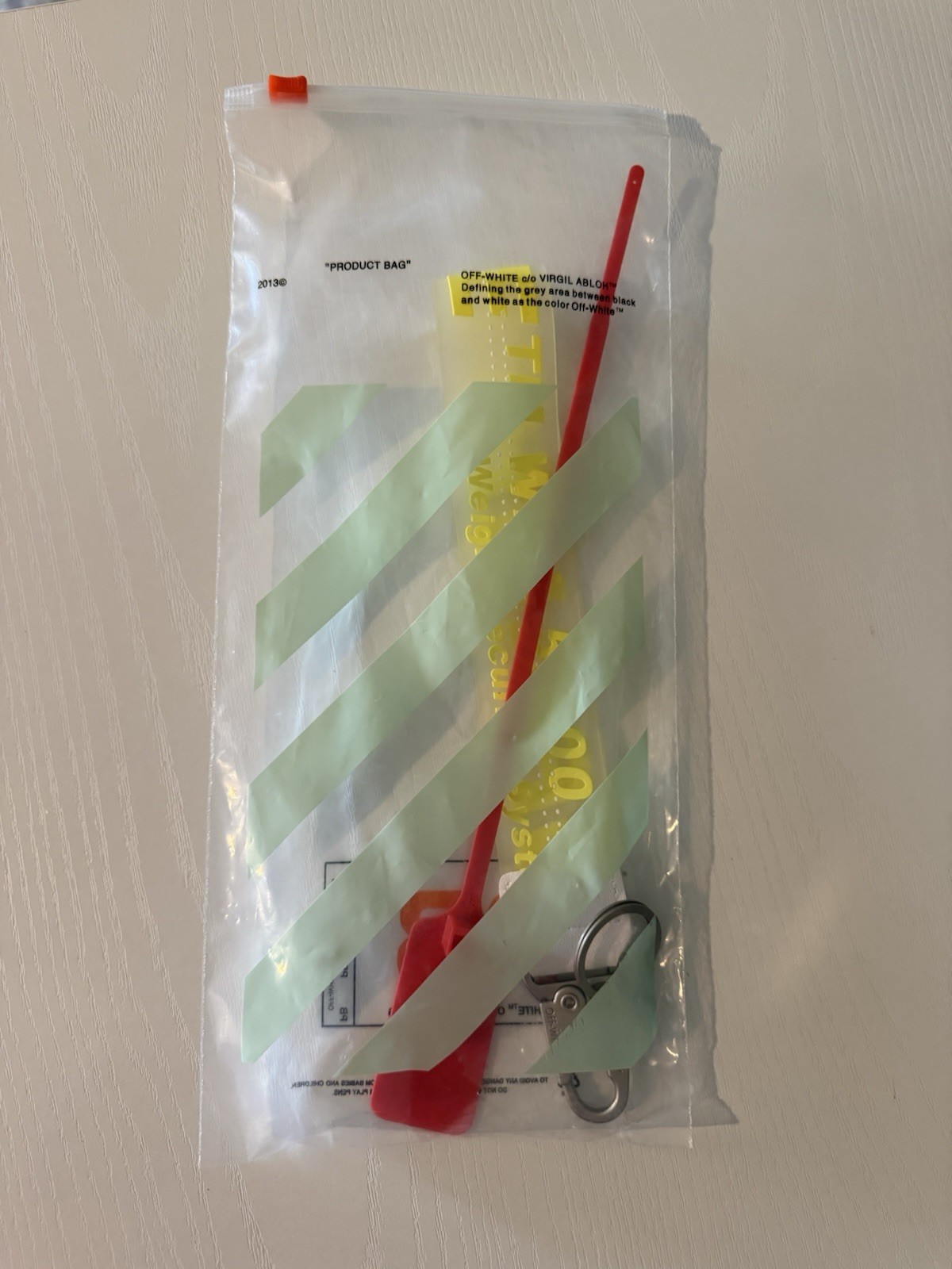 Off-White Yellow Logo Strap Key Chain Detachable Metal Clip Plastic/Metal