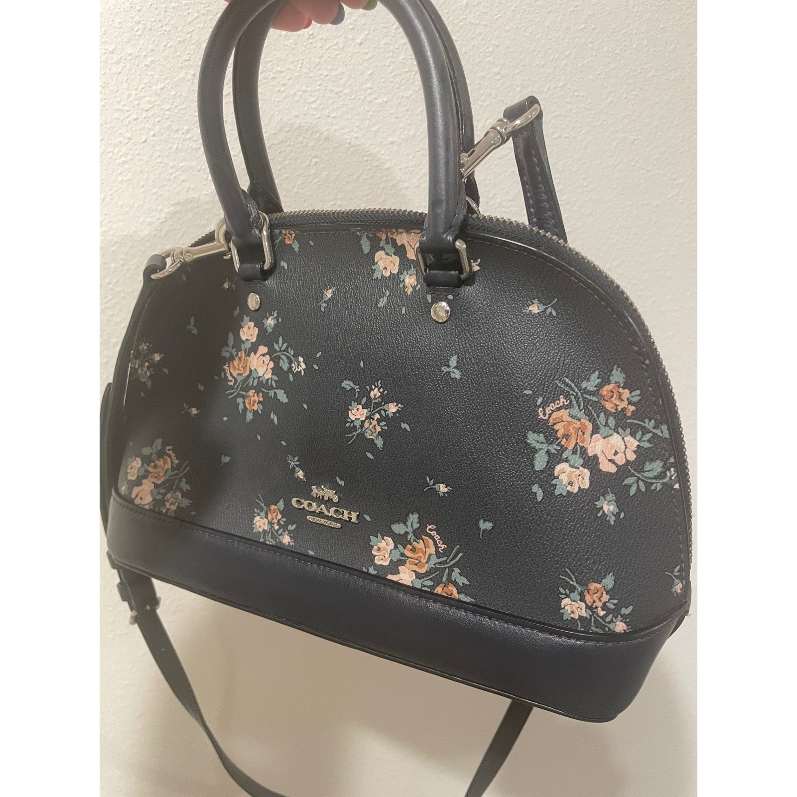 Coach Mini Sierra Satchel Midnight Navy Prairie Floral Crossgrain