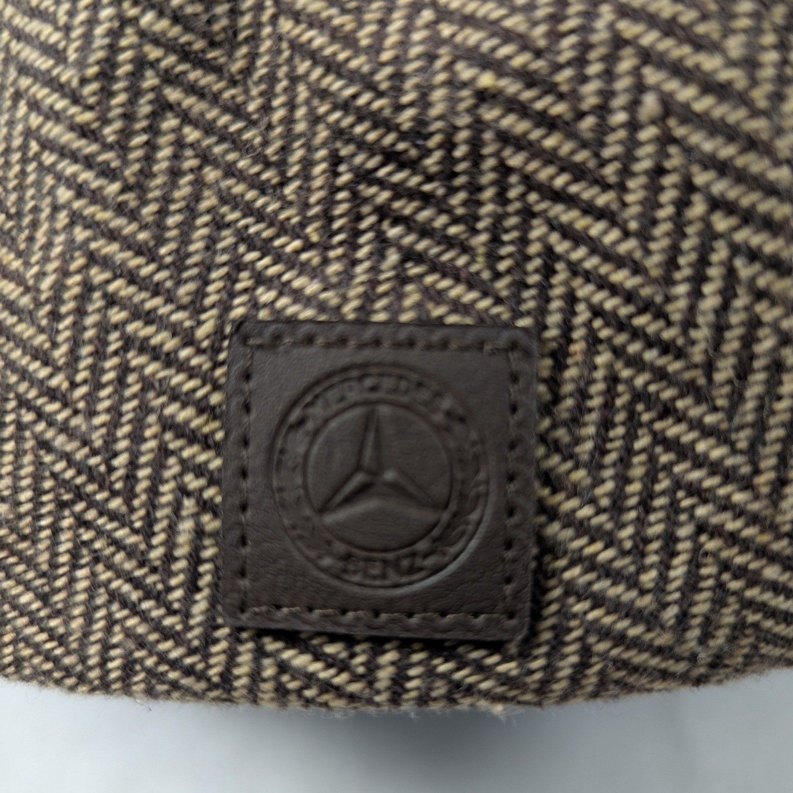 Mercedes-Benz Brown Herringbone Flat Cap Newsboy Driver Hat Wool Blend Mens