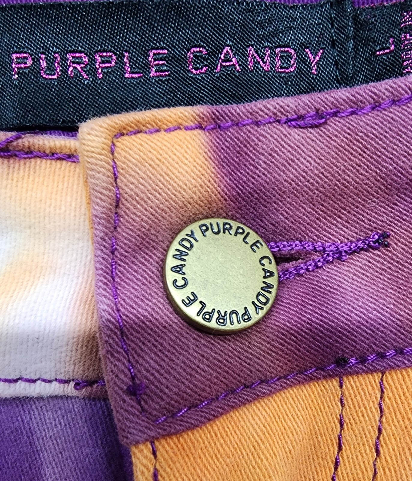 Purple Candy Jeans Womens Large High Rise Distressed Fringe Jeans Festival