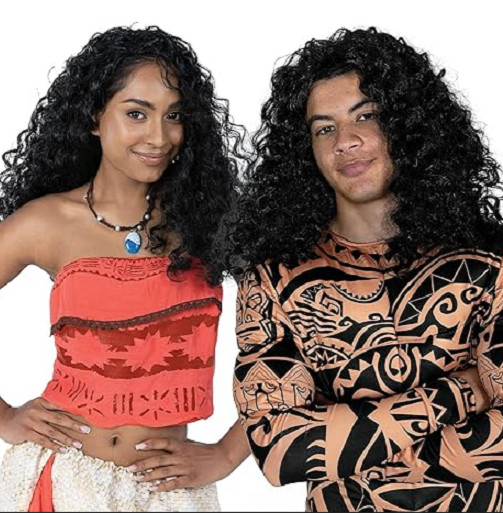 Adult Maui Wig Men`s Women`s Long Curly Polynesian Wig for Costumes Halloween