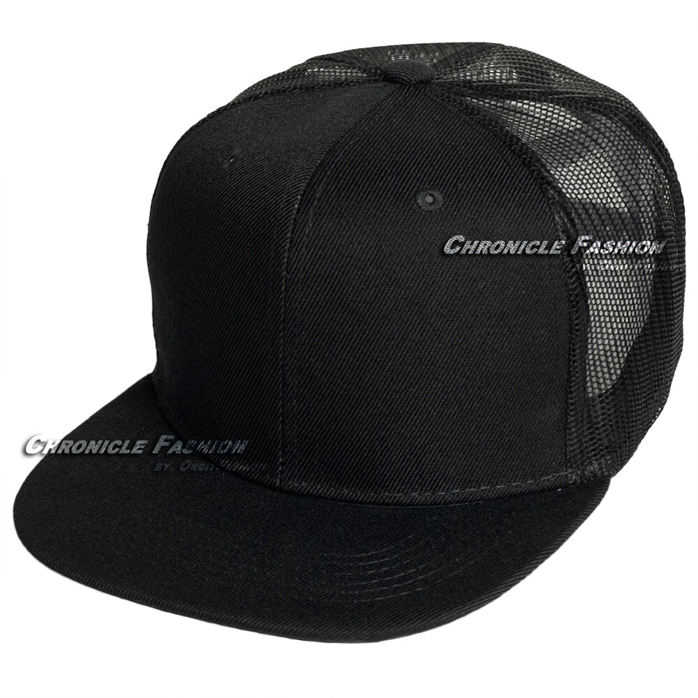Trucker Hat Mesh Baseball Cap Snapback Adjustable Plain Solid Hip Hop Flat Men