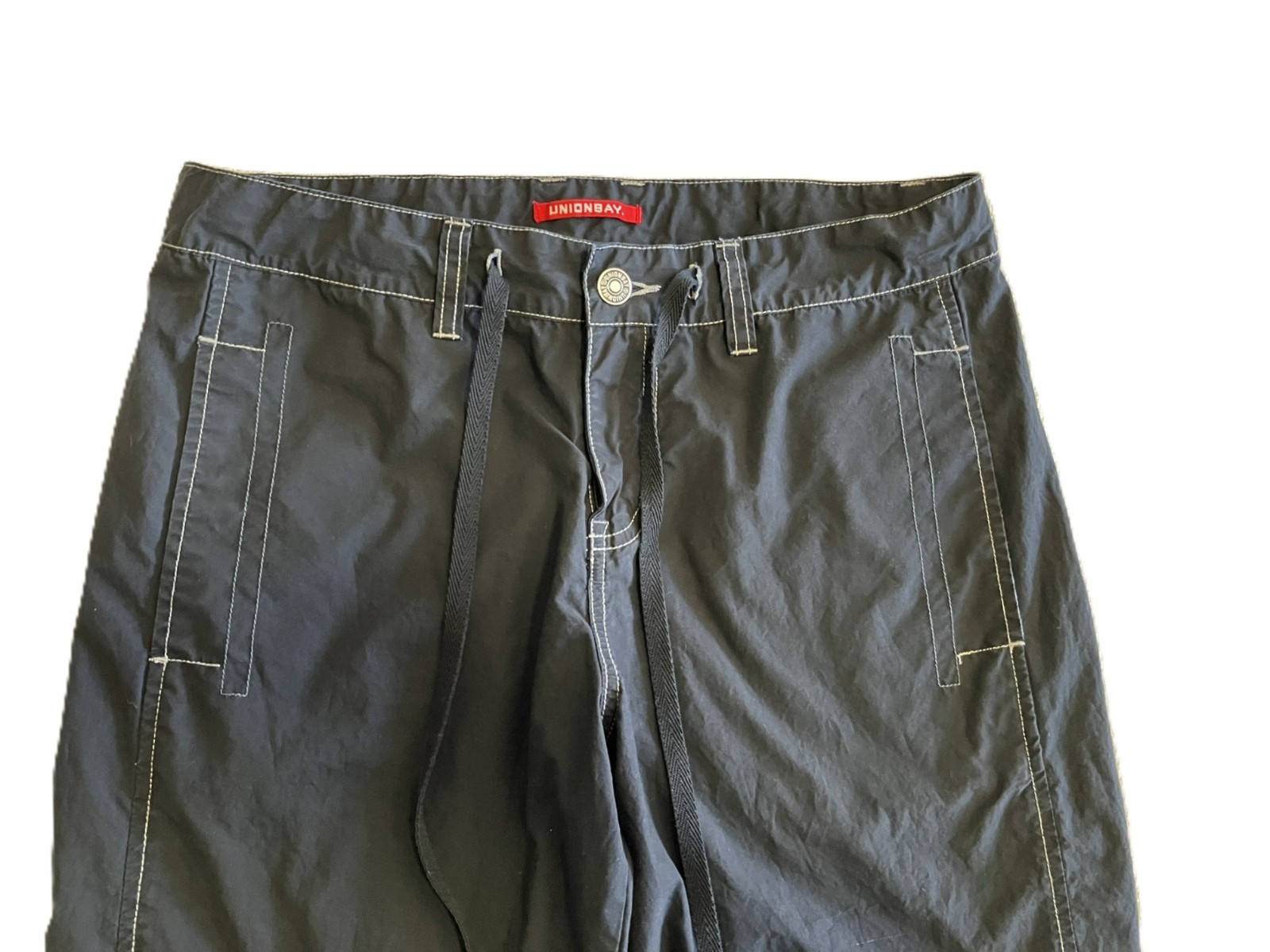 UNIONBAY Black Cargo Capris Contrast Stitching Size 7