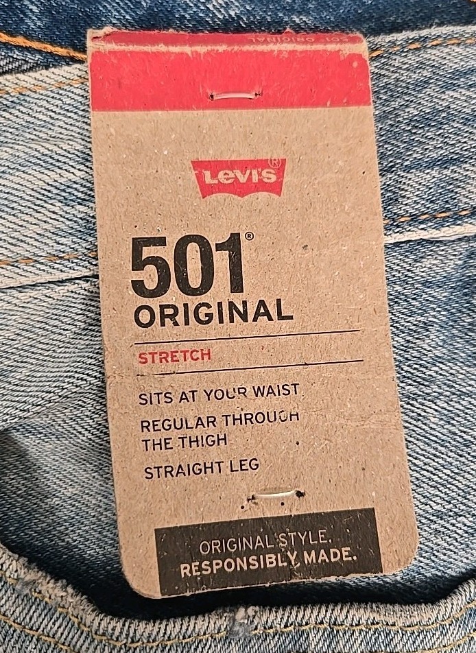 Levi’s 501 Jeans Button Fly 30 32 33 34 36 38 Straight Leg Destructed Knees Mens
