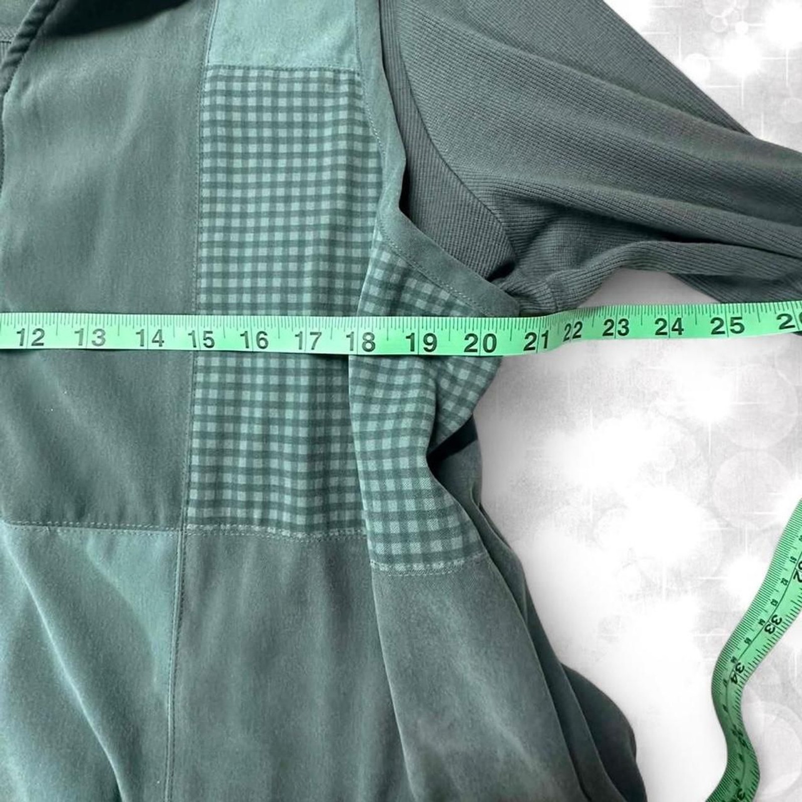 Academia Style Patch Work Cottagecore Muted Green Sweater Cardigan