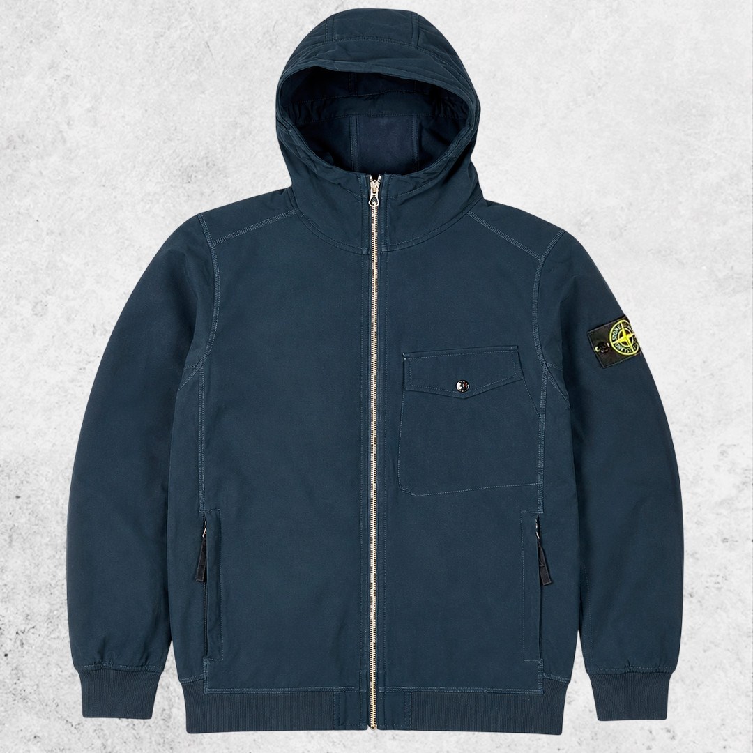 Stone Island Soft Shell-R Hooded Jacket Navy Blue Water Wind Resistant AW17