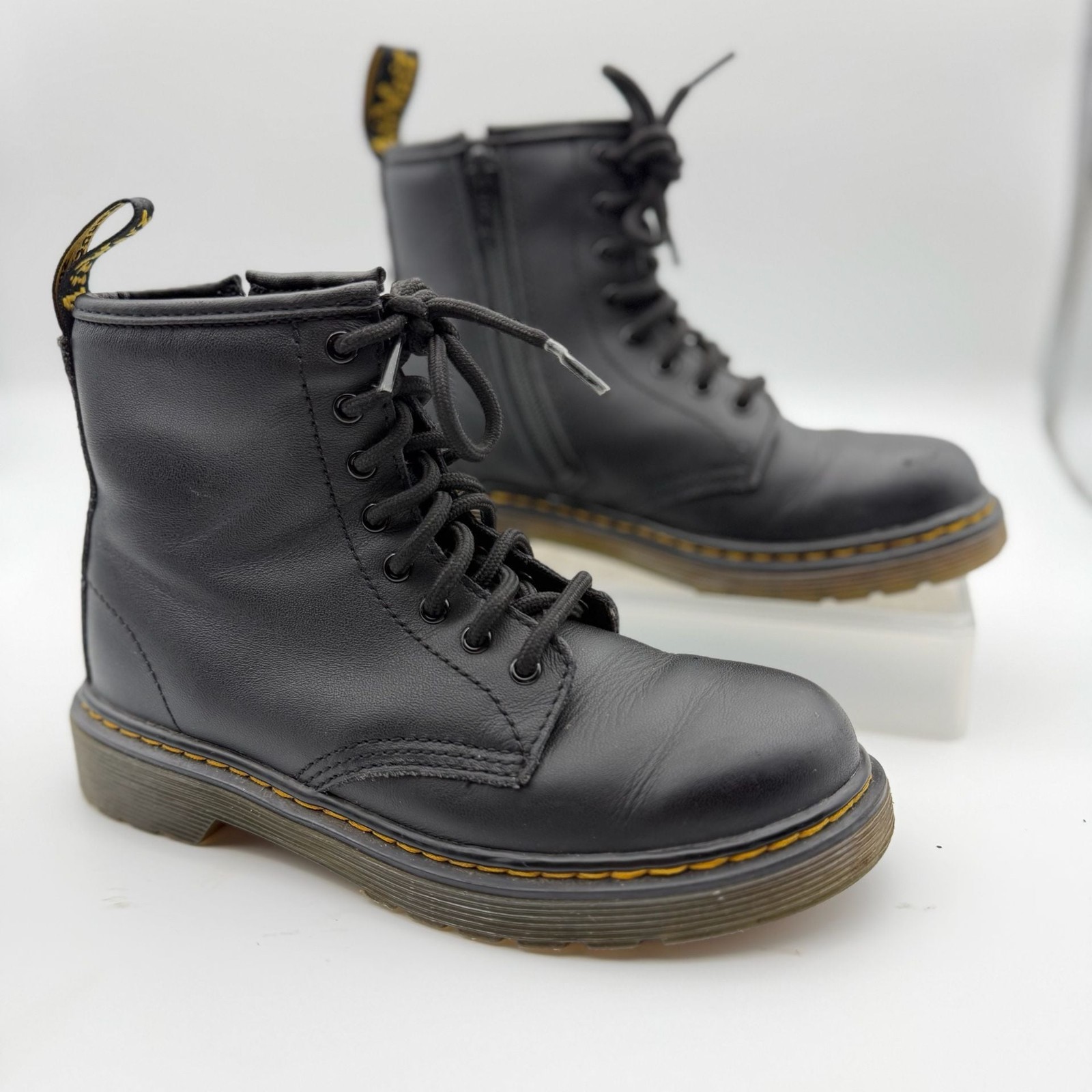 Dr. Martens 1460J Junior Leather Lace-Up Boots with Side Zipper