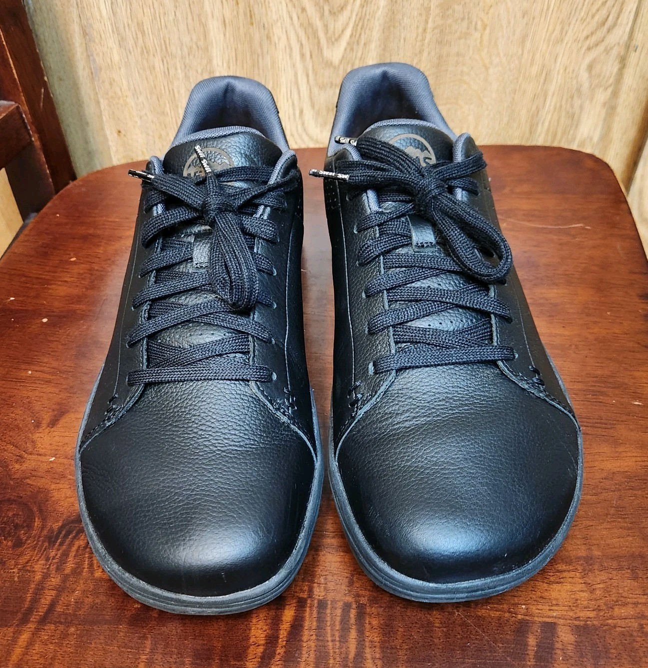 Lems Kourt Grip Black Leather Lace Up Minimalist Shoes Mens Sz 11.5