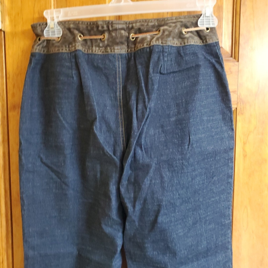Gloria Vanderbilt 10 Jeans Womens Leather Banded Waist Drawstring Denim Y2K