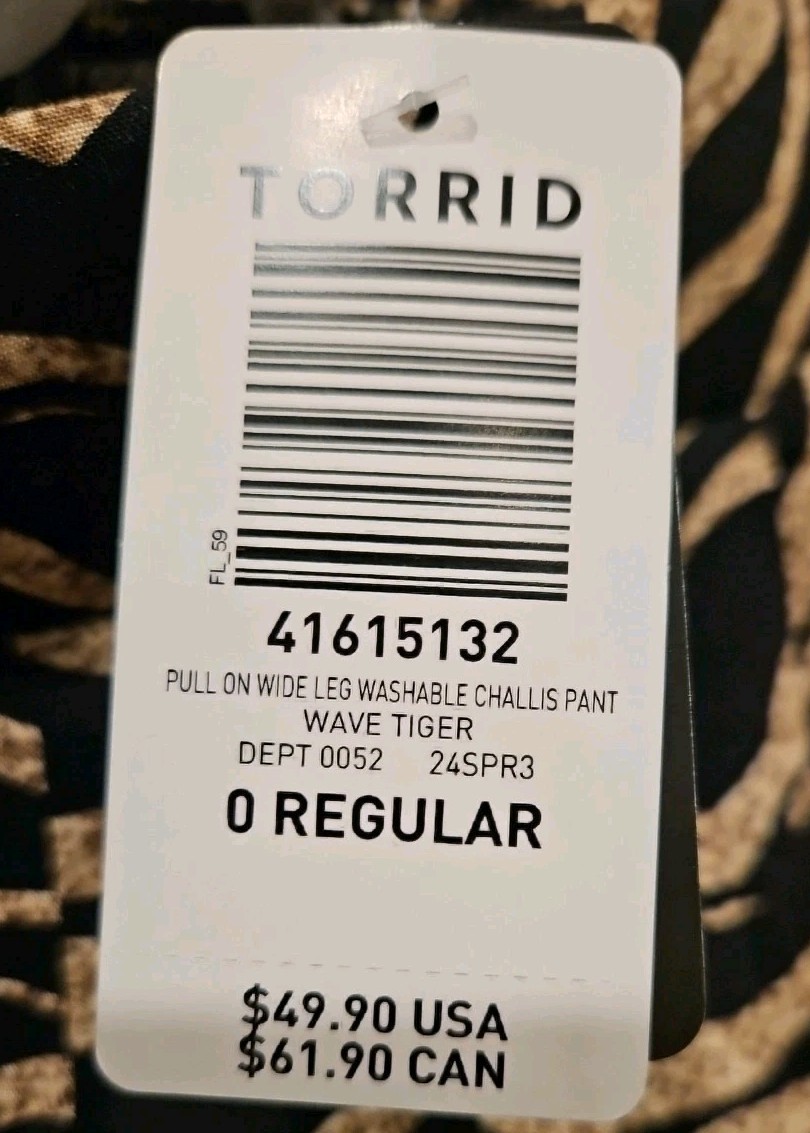 NEW Torrid Wave Tiger Print Wide Leg, Flowy Comfort Womens Sz OR Pull on Pants