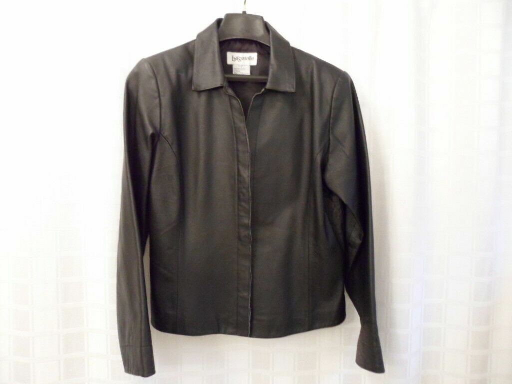 Leather Coat Jacket Brand Varies Black 3 Sizes 8 M L Lined Preowned