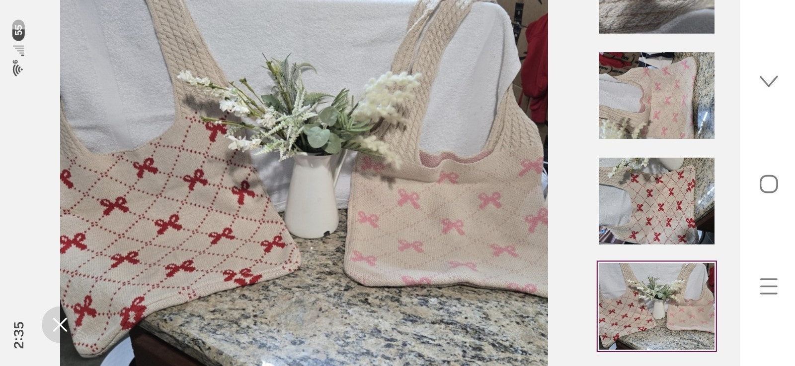 Women’s Beige Tote Shoulder Bag, Bow Accent Geometric Pattern Red Pink