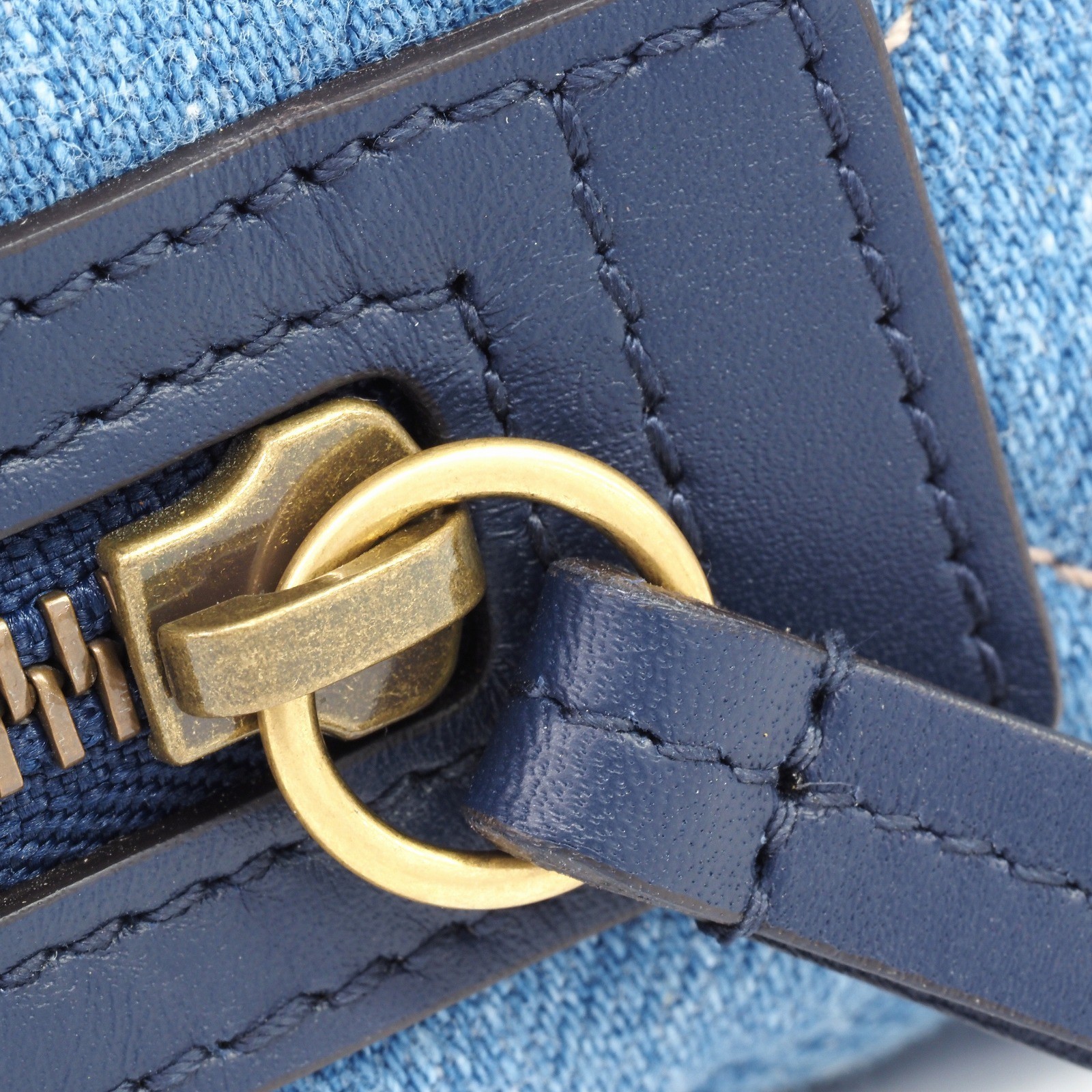 【Gucci】GG Marmont Denim Flower Embroidery 476165/520981 Rank A【Pouch】