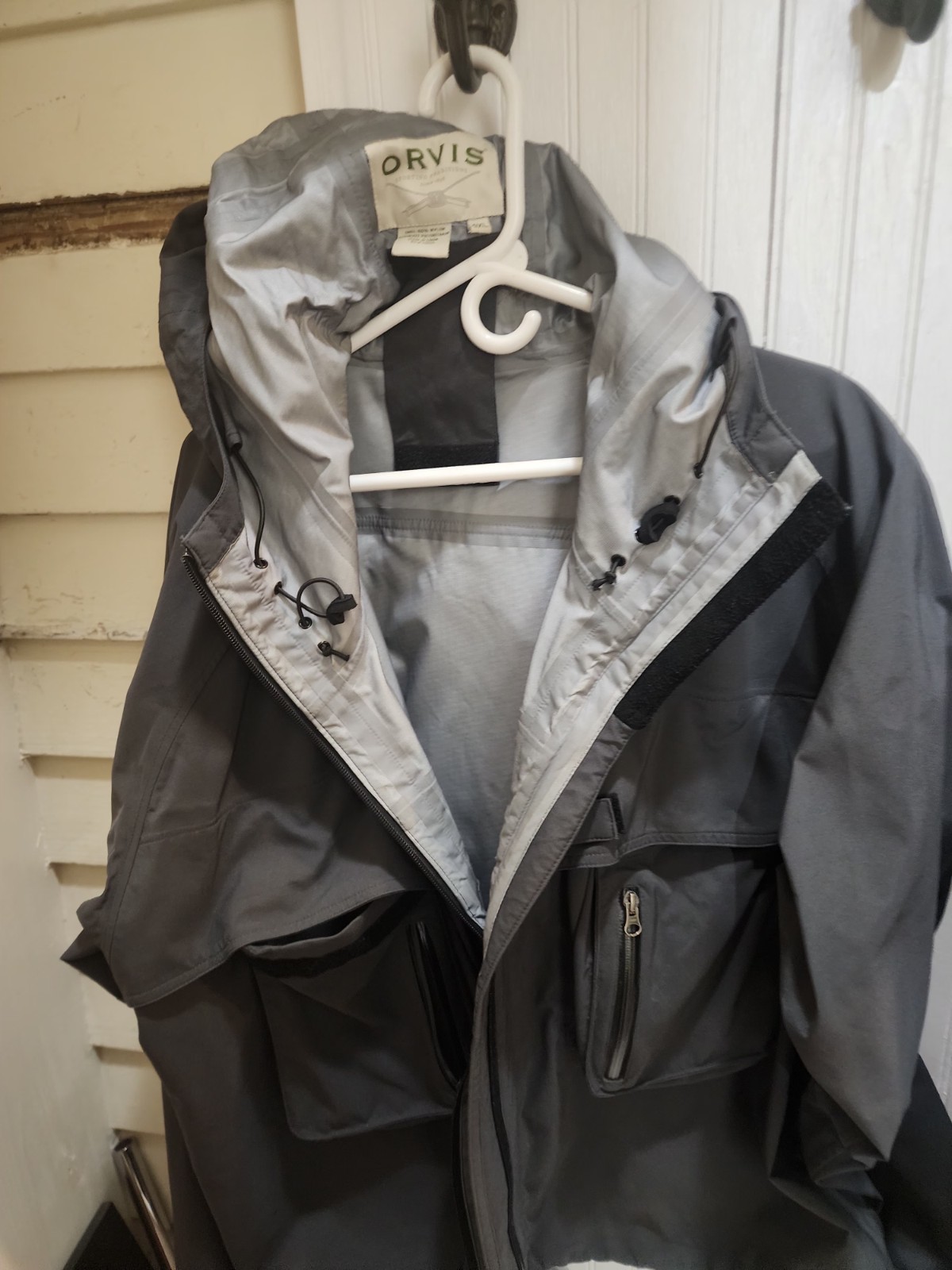 Orvis Men’s Gray Hooded Full Zip Wading Jacket, Size 3XL, Waist-Length