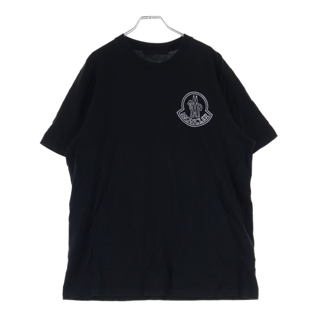 MONCLER Front Logo Print Short Sleeve T-shirt Top Black Used b4d5e523c830caa9ed5