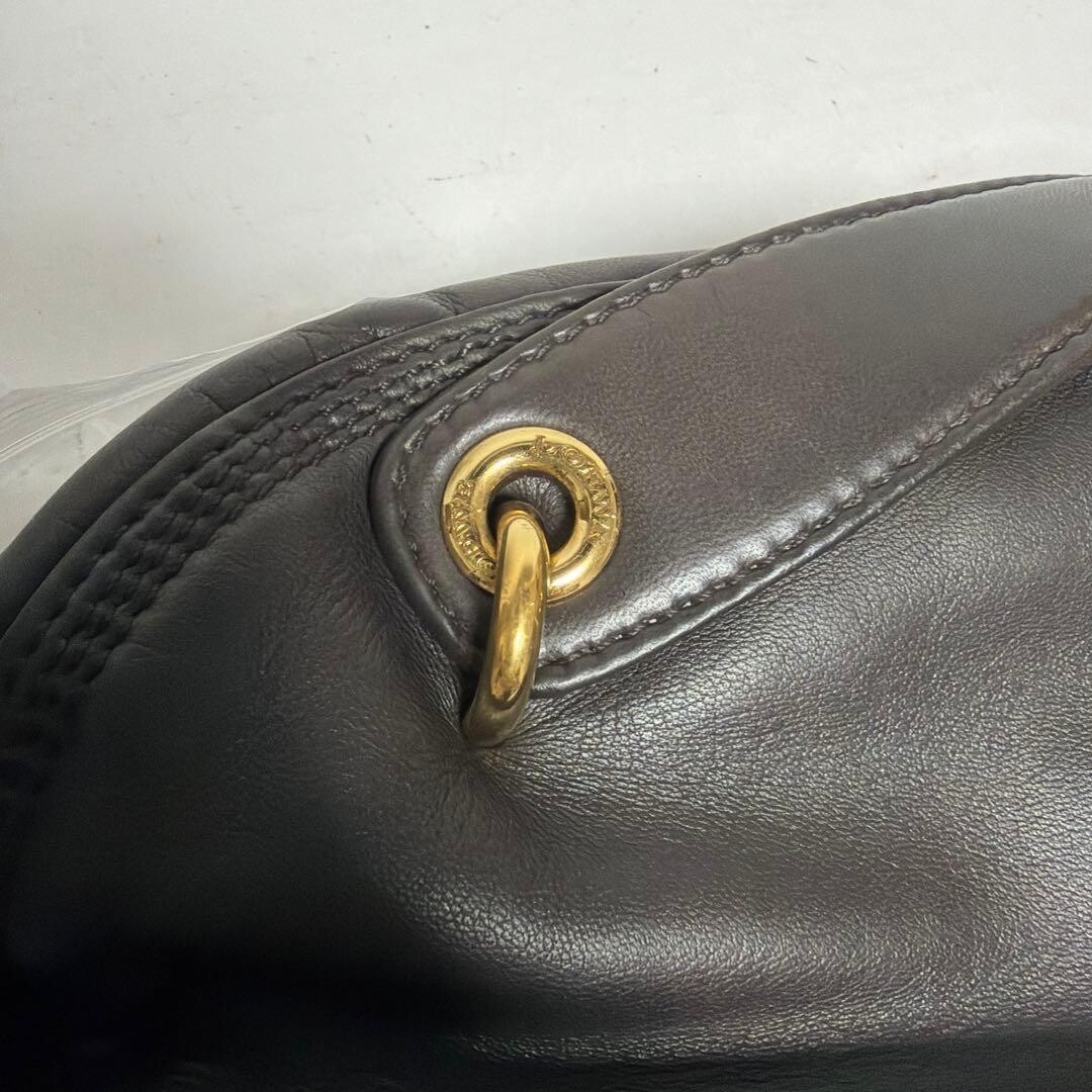 LOEWE Handbag Anagram Nappa Leather Dark Brown Vintage Authentic From Japan