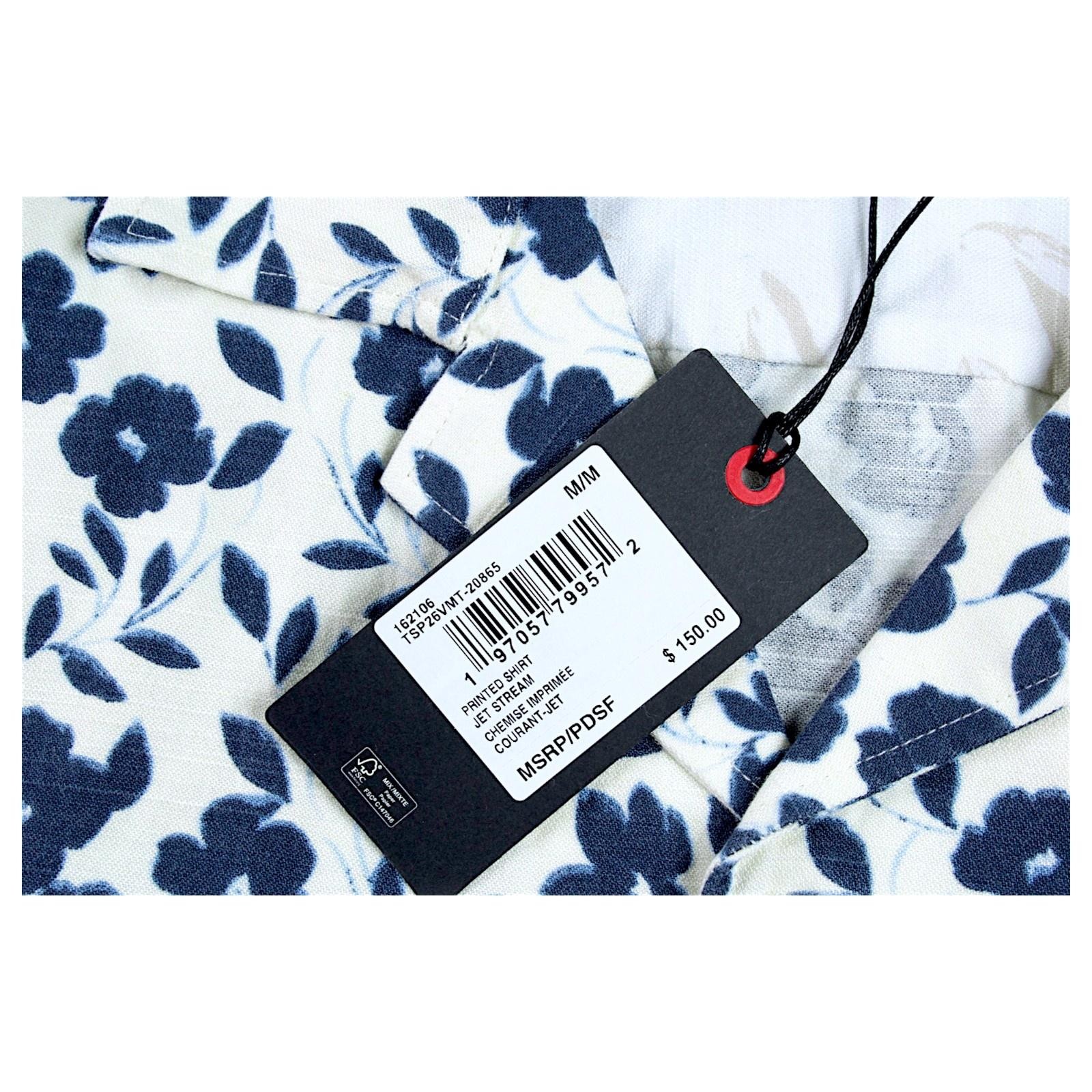 Ted Baker Camp Shirt Mens M Blue Floral Short Sleeve Button Front $150 NEW