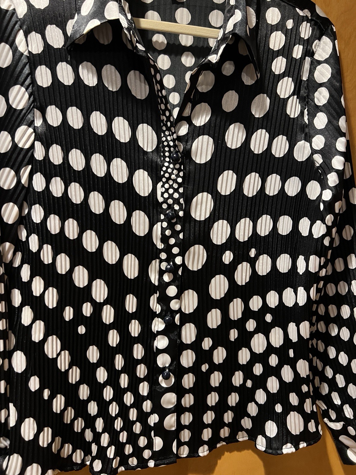 Vintage Funky White And Black Polka Dot Blouse