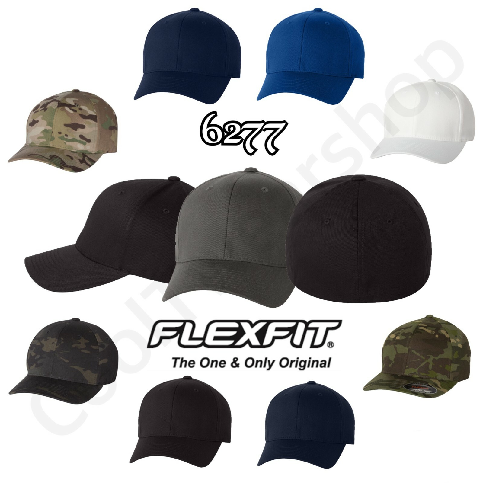 Flexfit Wooly Combed Twill Plain Baseball Cap 6277 S/M L/XL XL/2XL