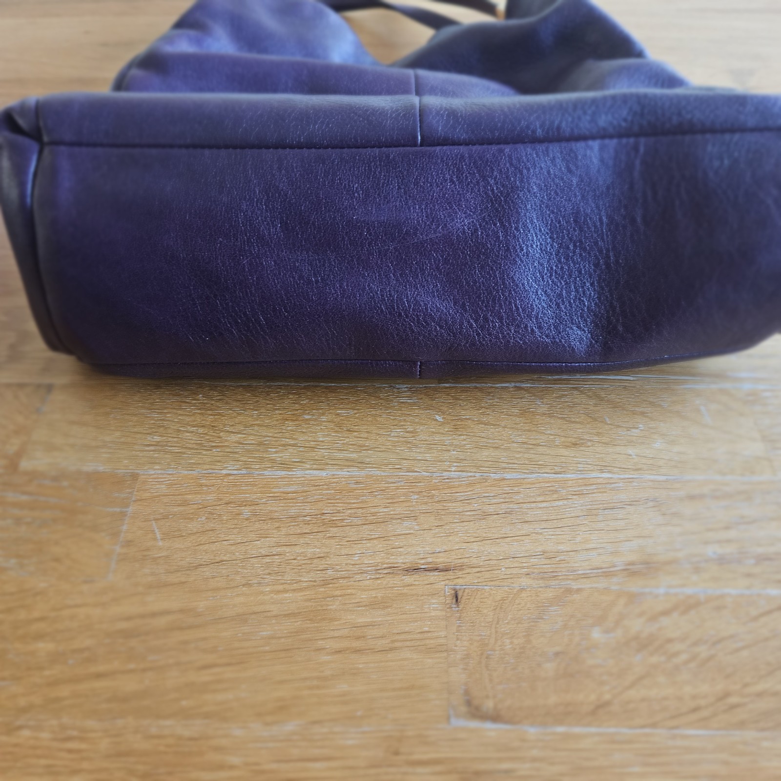 COACH Madison Phoebe Tumbled Pebbled Plum Purple Leather Lined Shoulder Bag