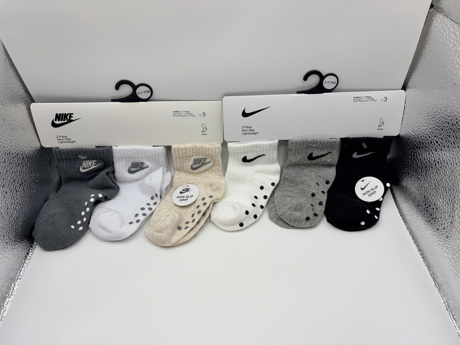 Nike Non-Slip Logo Ankle Socks 3-Pack – Unisex Toddler Size 2-4 Years 6 pairs