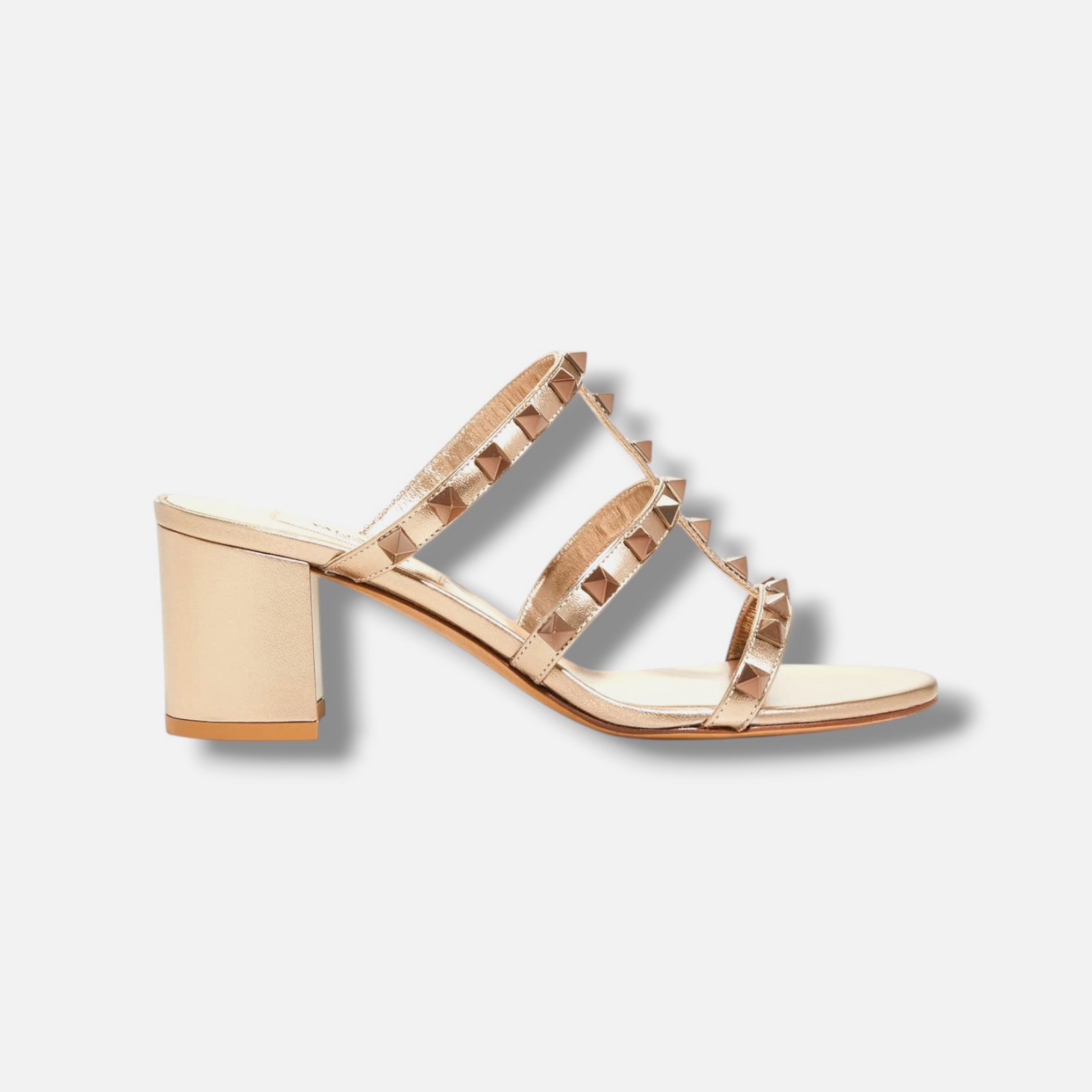 Valentino Garavani Women’s Gold Rockstud Slide Sandal Shoe Sizes L:40 R:40.5