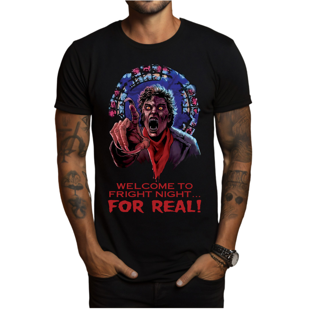 Welcome To Fright Night For Real! Fright Night Horror Movie T-Shirt Black S-3XL