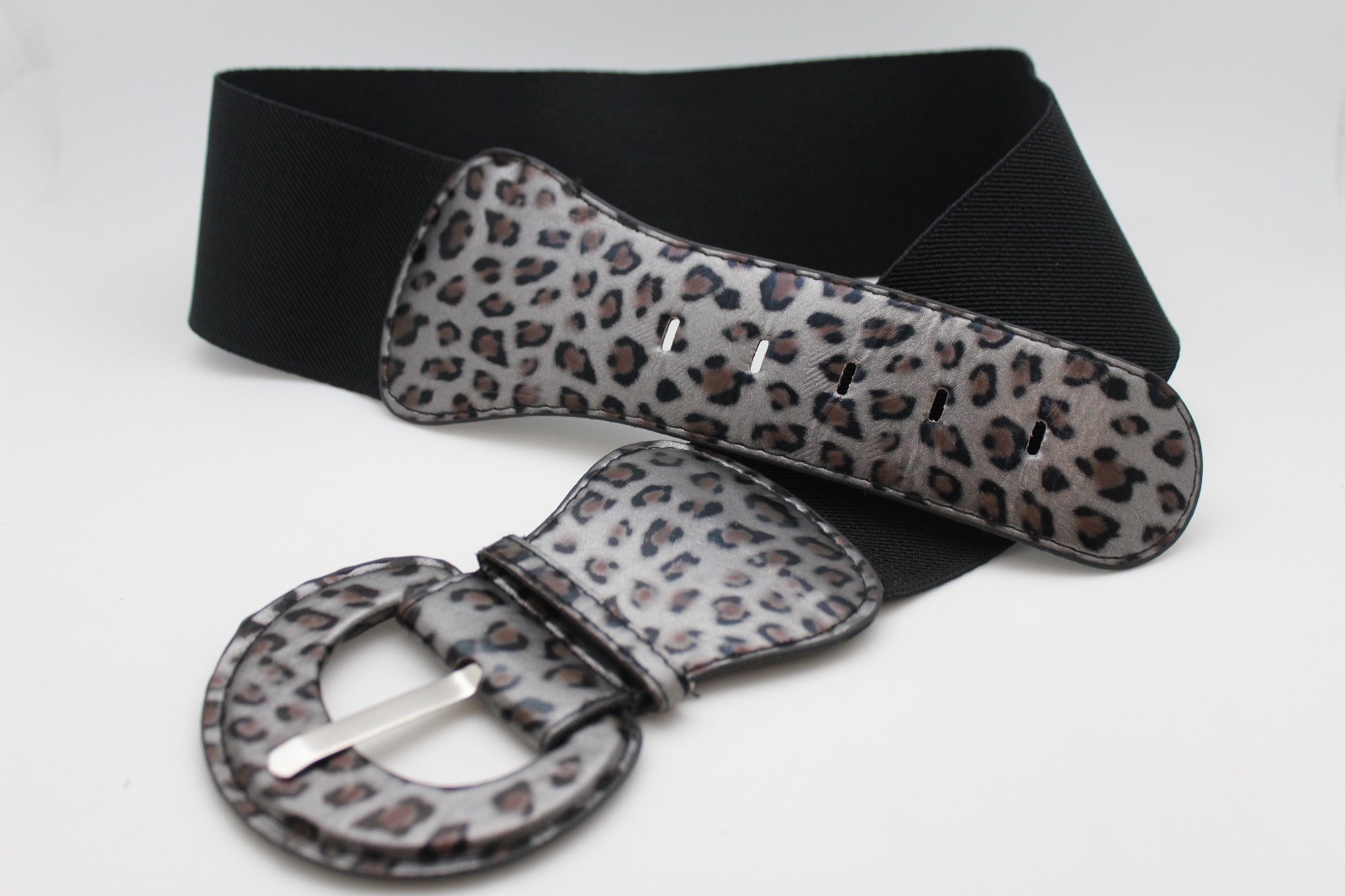 New Women Hip High Waist Elastic Wide Waistband Leopard Belt Cheetah Size XS S M