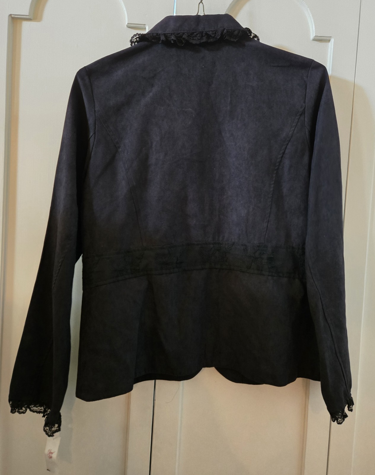Claudia Richard Size Medium Black Lace Trimmed Blazer