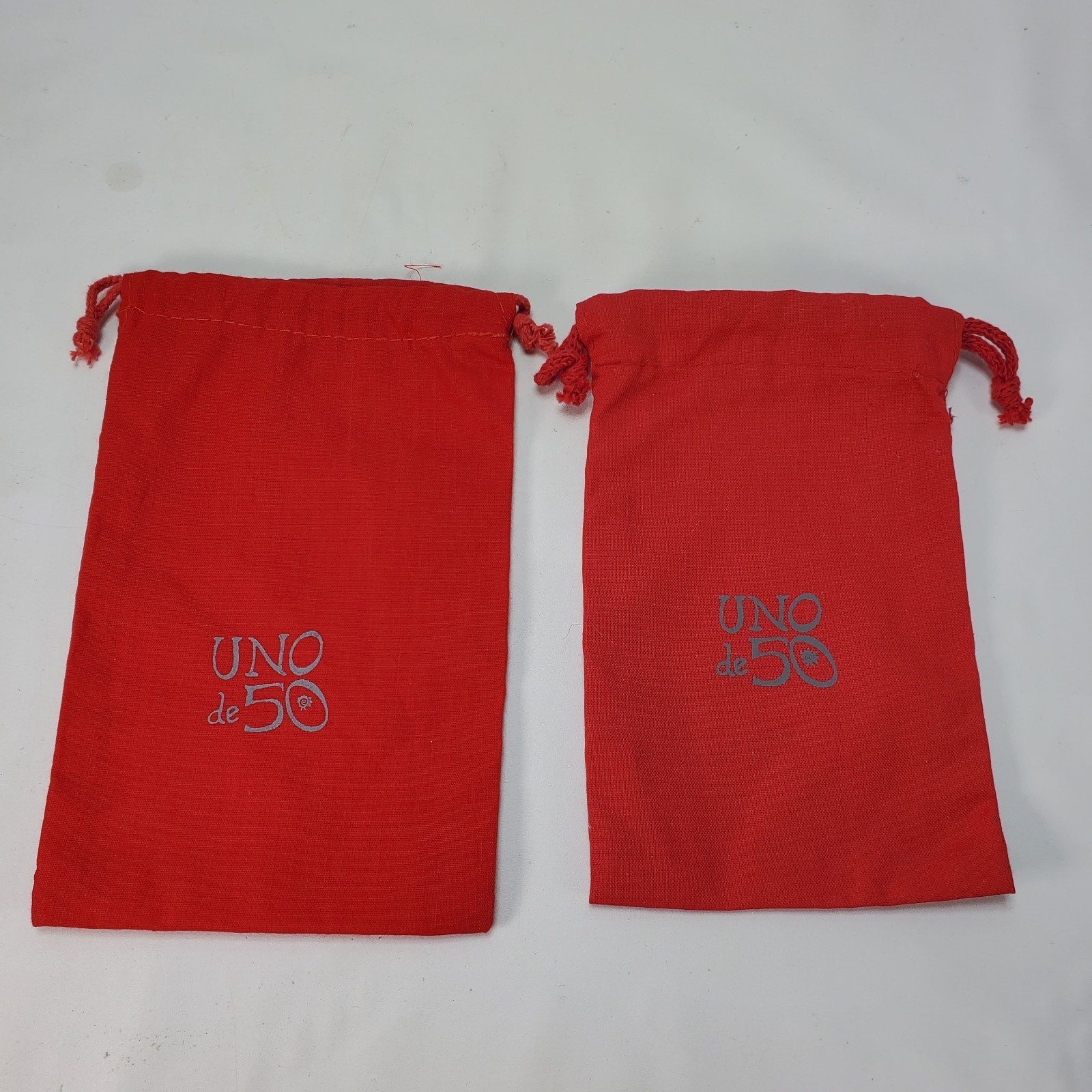 Lot 2 Uno De 50 Storage Jewelry Dust Bag Pouch ONLY Red Fabric Drawstring
