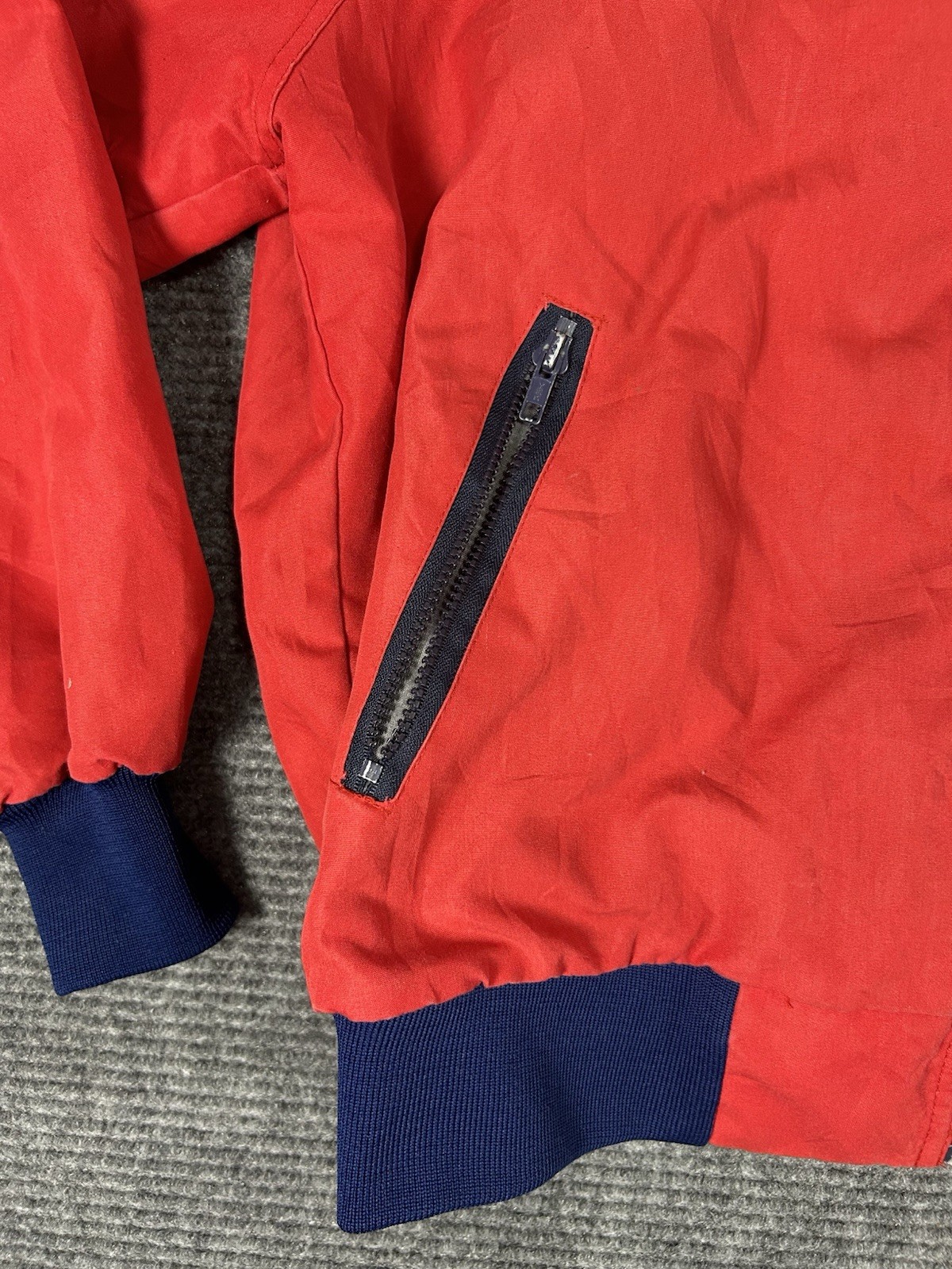 VTG Sportsmaster Jacket Mens L Red Fleece Lined Bomber USA Made Workwear READ